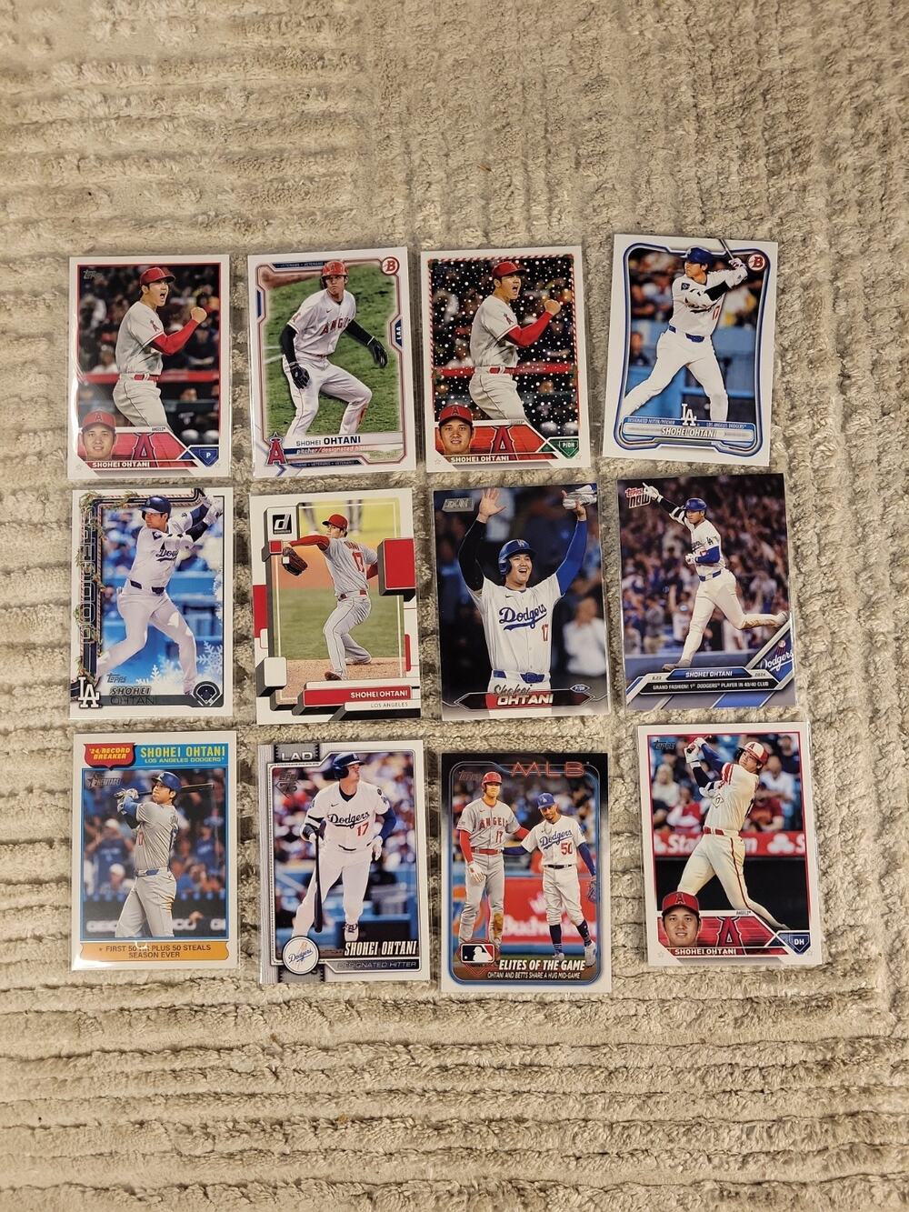 Shohei Ohtani Baseball Card Lot of 12 Cards Los Angeles Angels Dodgers Topps